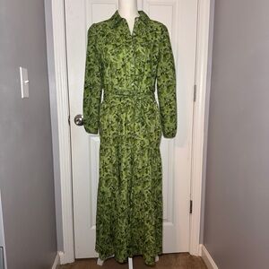 Hampton House Green Floral Maxi Shirt Dress